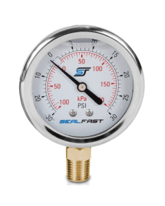 Seal Fast 2.5" X 1/4" NPT Lower Mount Gauge, 30 PSI, Stainless Steel Case